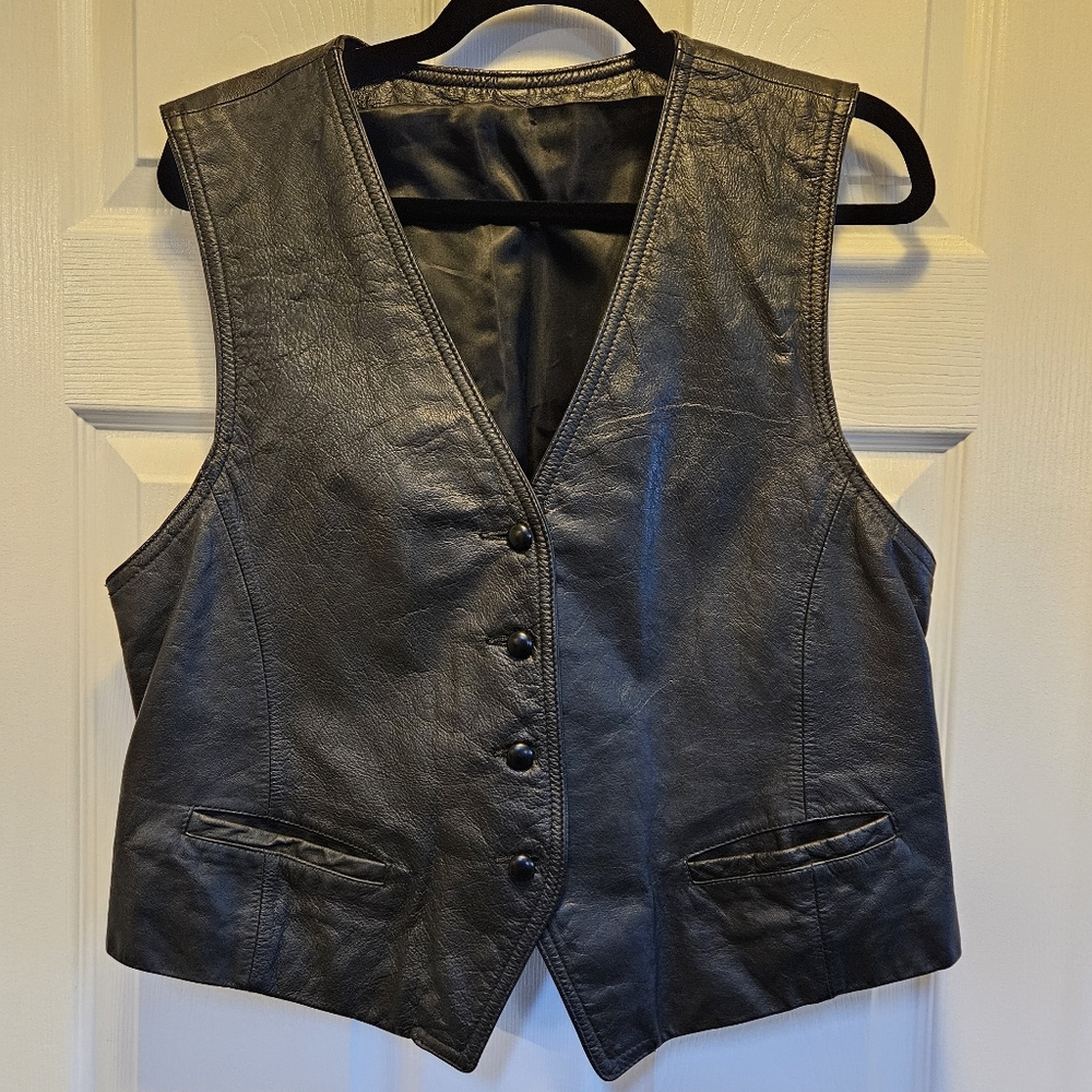 Classic Black Leather Vest